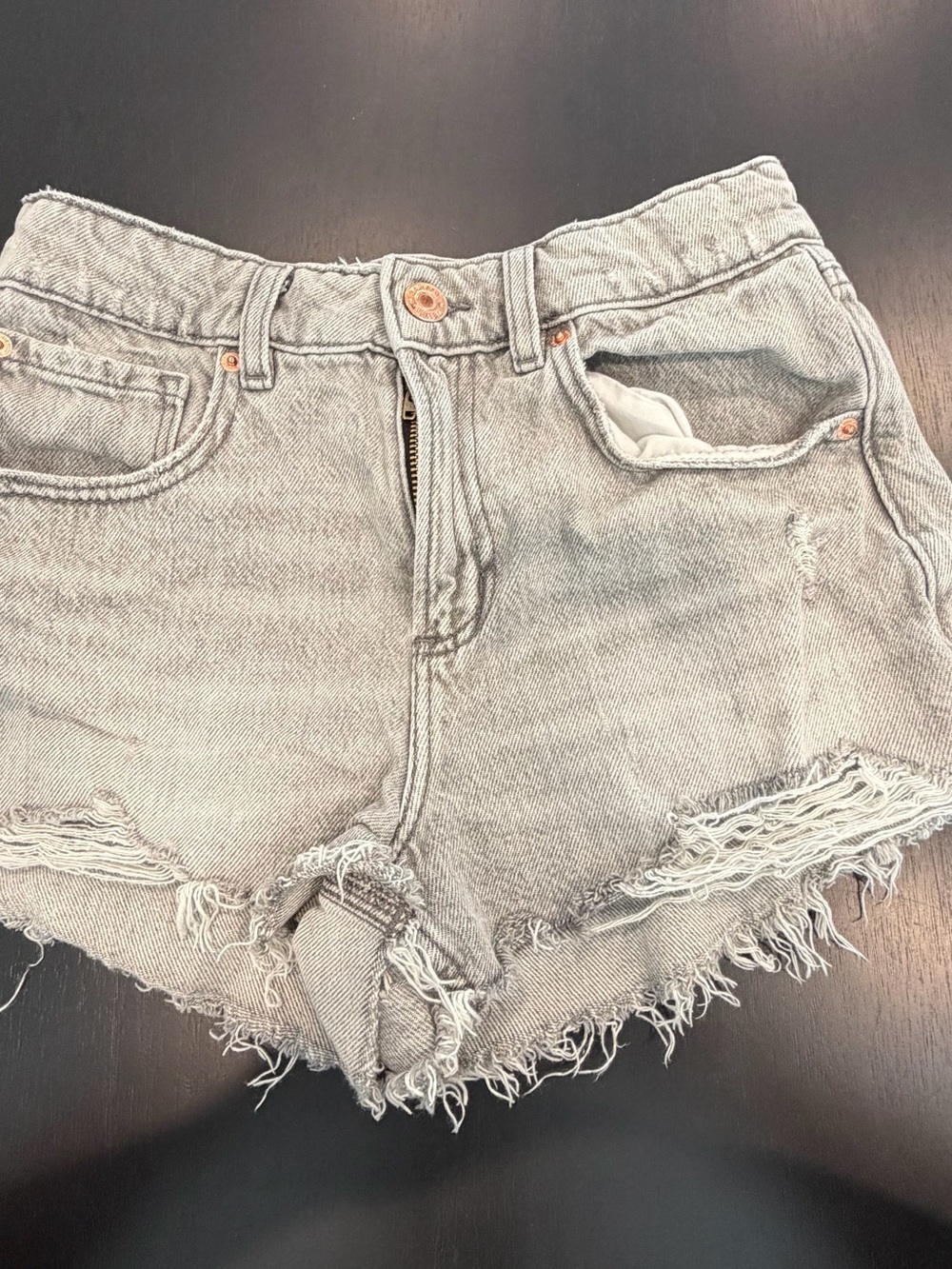 Garage Light Gray Frayed Distressed Denim Shorts